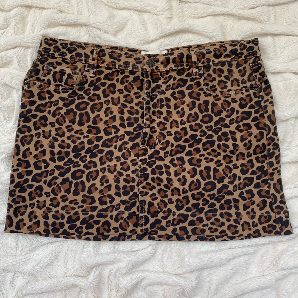 Boden Leopard Print Mini Skirt — Brown and Black